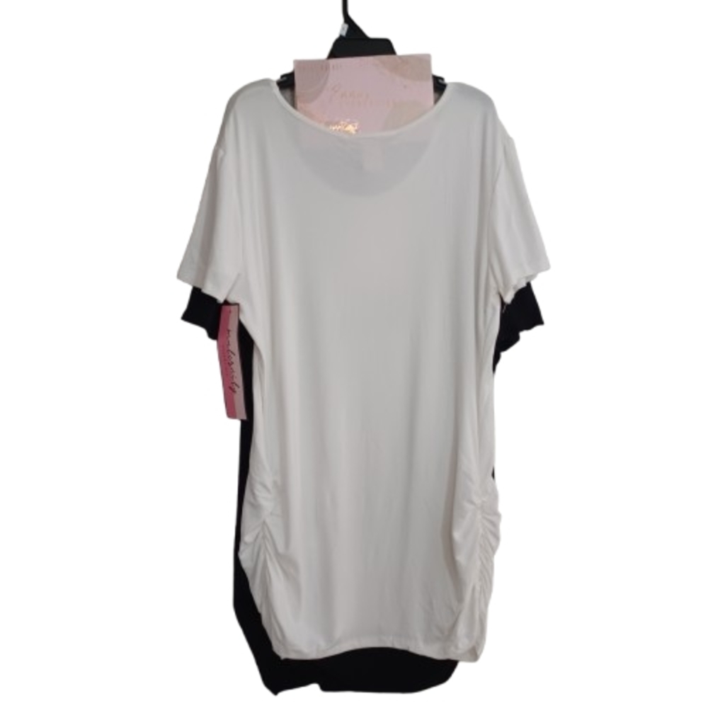 Emma's Expressions Black And White Short Sleeve Scoop Neck T-Shirt Tops 2 Pack - Picture 5 of 11